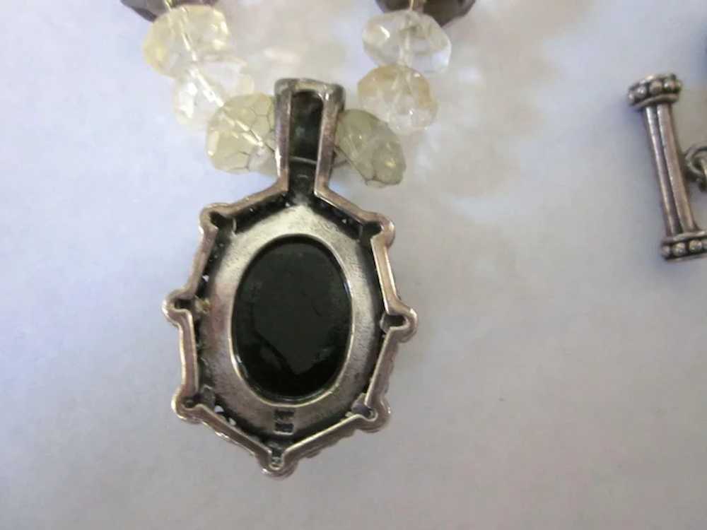 Vintage Sterling Silver and Gemstone Pendant Neck… - image 5