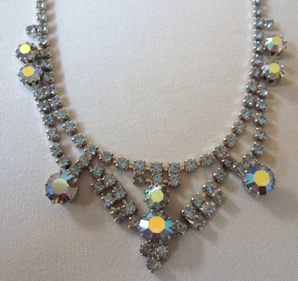 Mid-Century Vintage Blue Rhinestone 16" Necklace - image 6