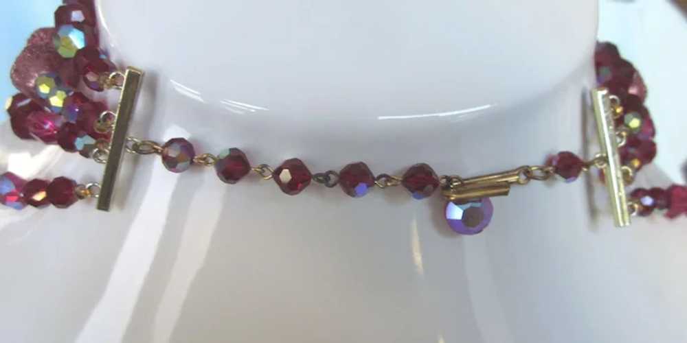 Dazzling Vintage Raspberry AB Crystal Four Strand… - image 6