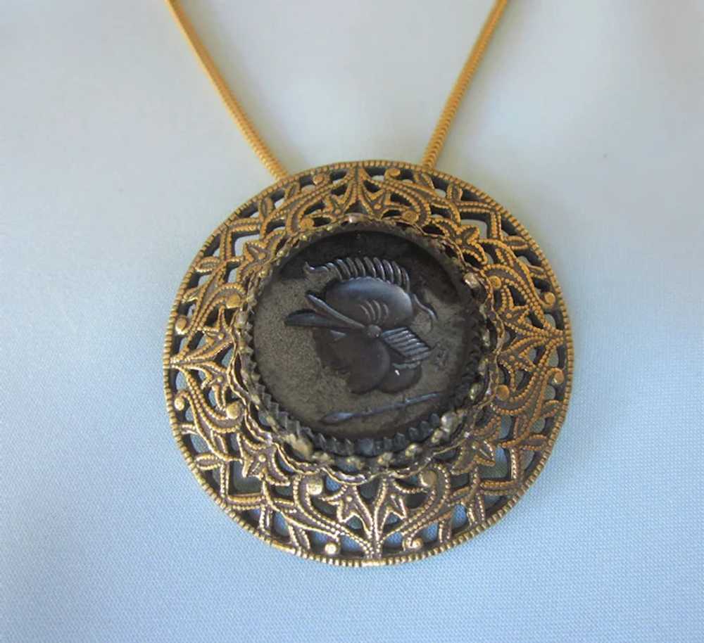 Elegant Signed Weiss Black Glass Intaglio and Orn… - image 3
