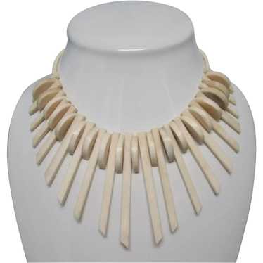 Stunning Tribal Carved Bone  16" Collar Necklace -