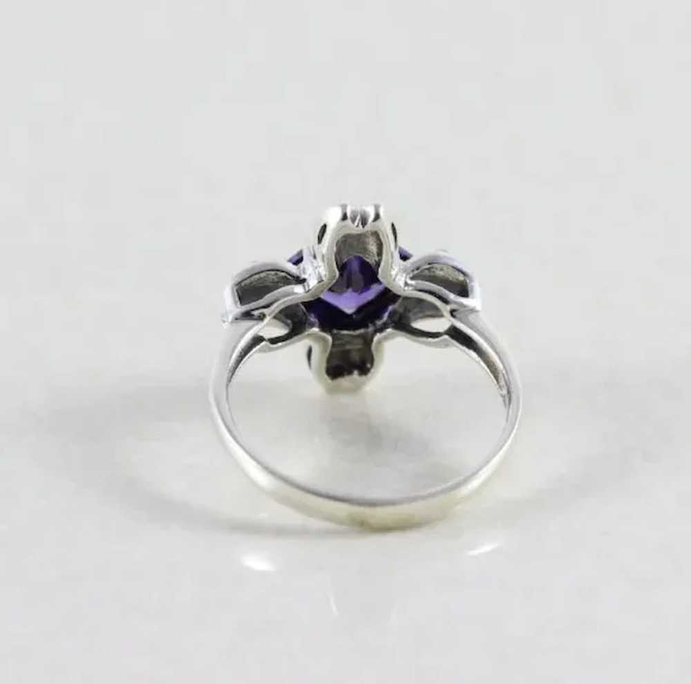 Sterling Silver Simulated Amethyst CZ and Marcasi… - image 5