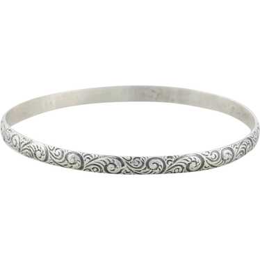 Sterling Silver Swirl Pattern Bangle Bracelet 7 3… - image 1