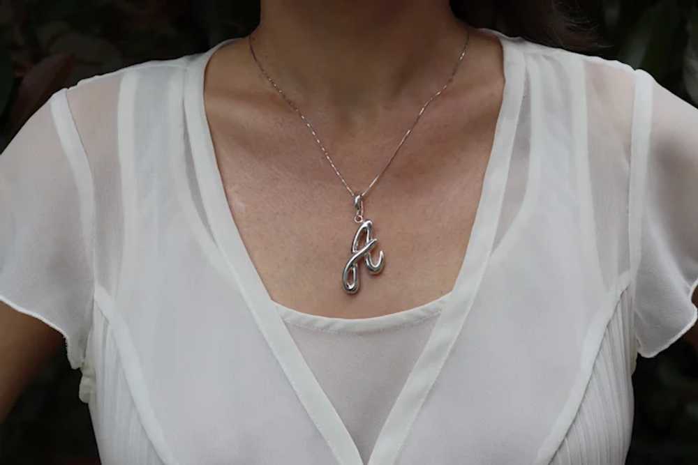 Sterling Silver Initial Letter A Pendant Monogram… - image 2