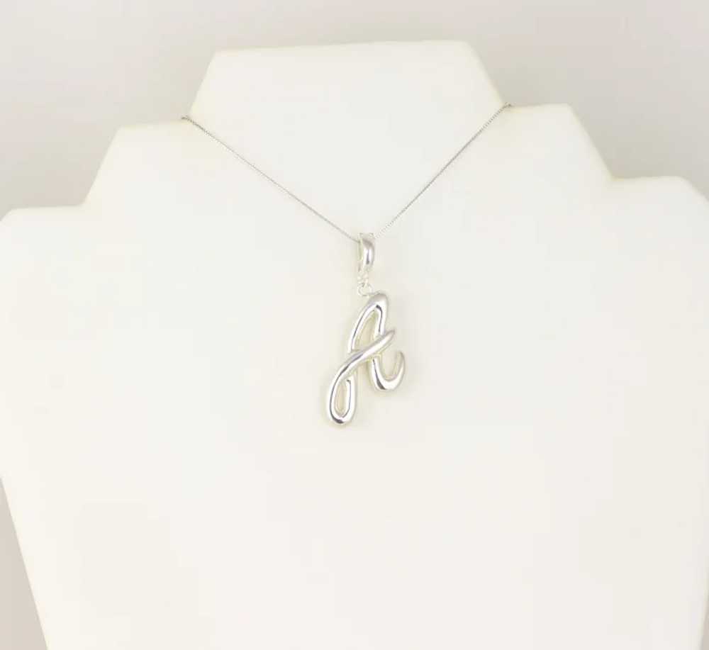 Sterling Silver Initial Letter A Pendant Monogram… - image 4