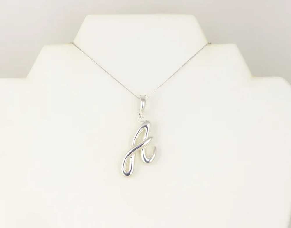 Sterling Silver Initial Letter A Pendant Monogram… - image 5