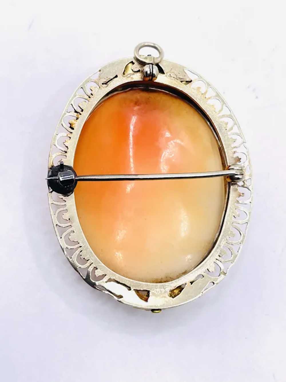 14k Gold Edwardian Carved Shell Cameo Brooch - image 6