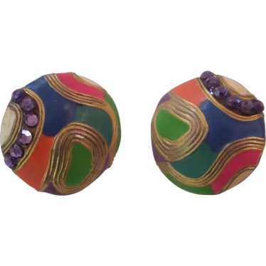 Unusual Memphis Style Signed Don Lin Earrings - image 1