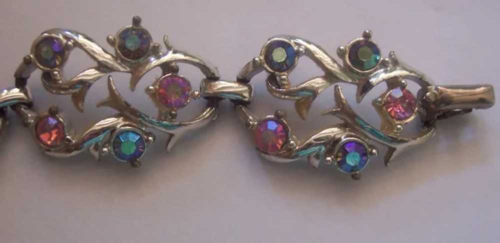 Vintage Pink and Aurora Borealis Rhinestone Brace… - image 3