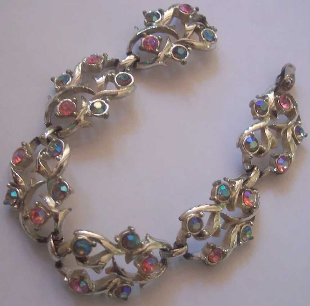 Vintage Pink and Aurora Borealis Rhinestone Brace… - image 6