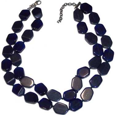 Wonderful Deep Blue Double Strand Hand Knotted Ne… - image 1