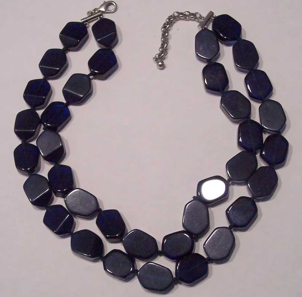 Wonderful Deep Blue Double Strand Hand Knotted Ne… - image 2