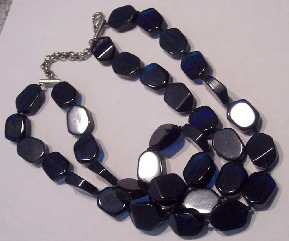 Wonderful Deep Blue Double Strand Hand Knotted Ne… - image 4