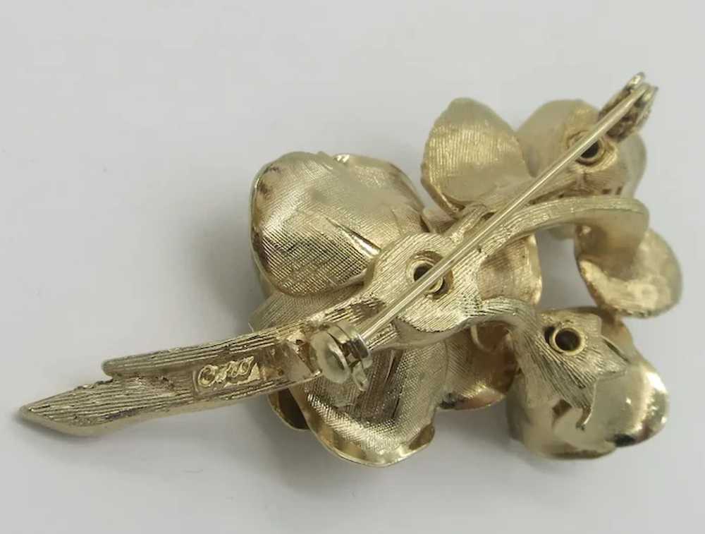 Lovely Coro Roses Flowers Brooch Gold tone - image 5