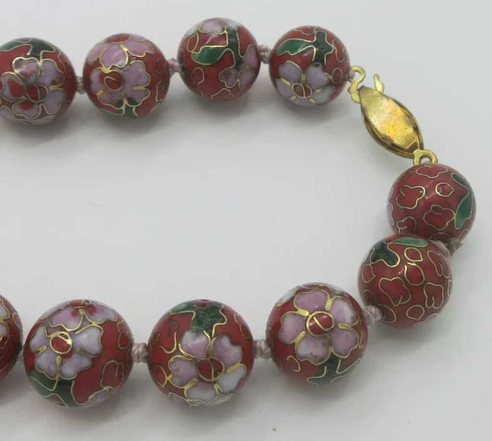 Red Cloisonne Chinese Bead Necklace 22" - image 5
