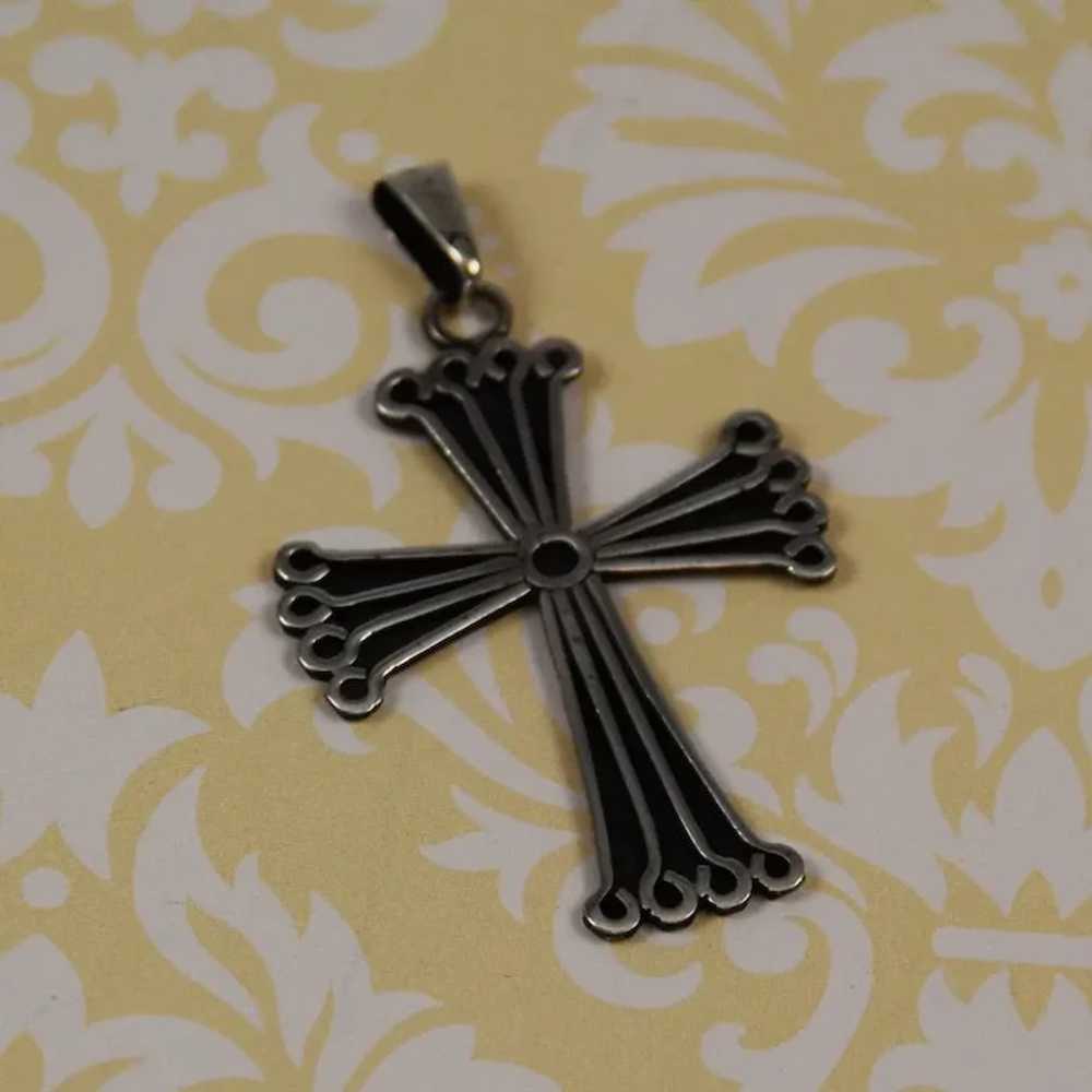 Sterling Cross Pendant Vintage Mexican Silver - image 4
