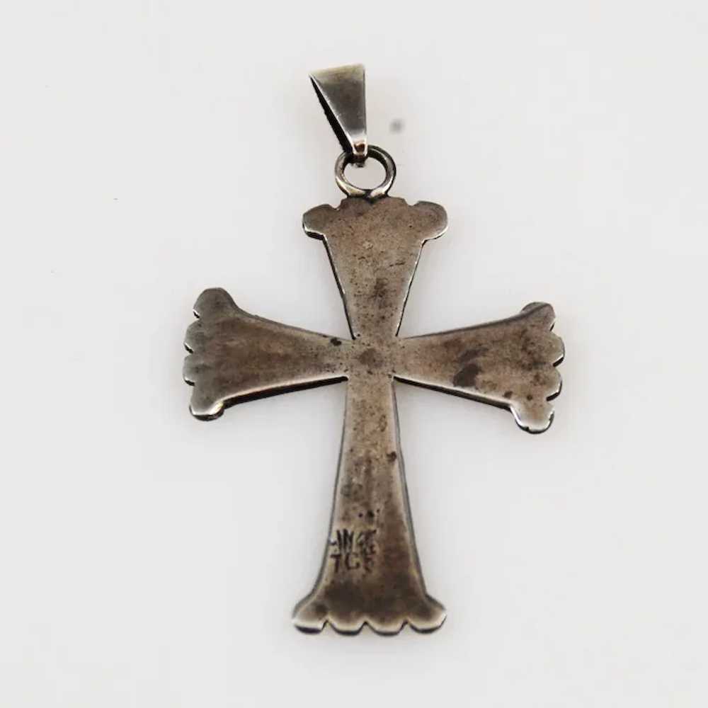 Sterling Cross Pendant Vintage Mexican Silver - image 5