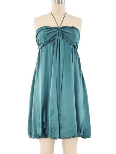 Alexander McQueen Teal Satin Mini Dress