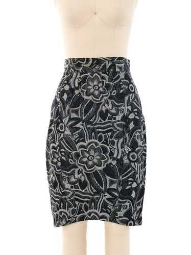 Thierry Mugler Floral Denim Skirt