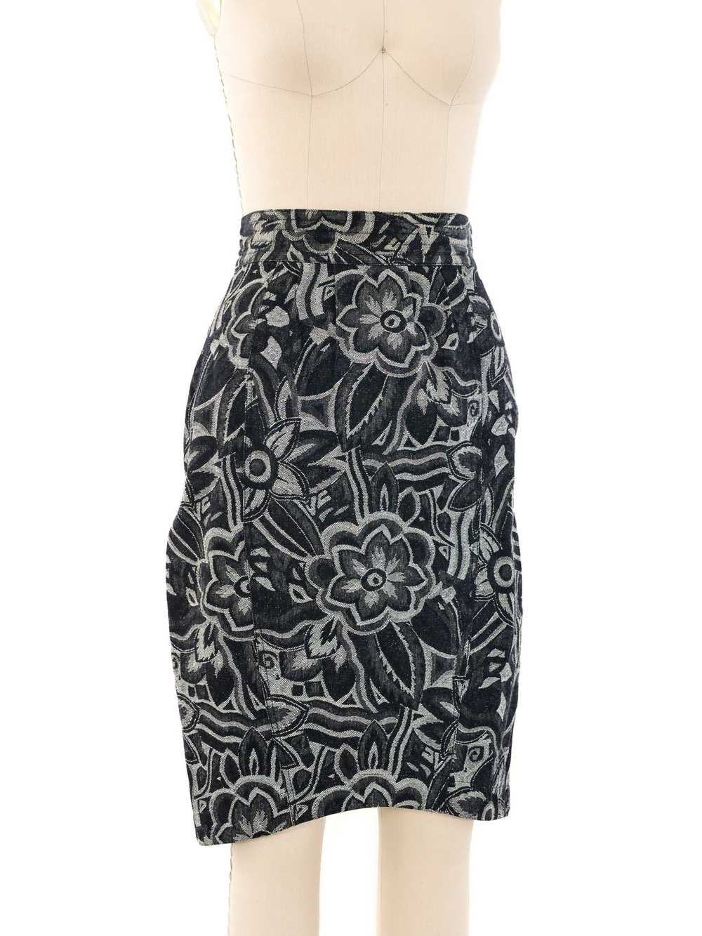 Thierry Mugler Floral Denim Skirt - image 3