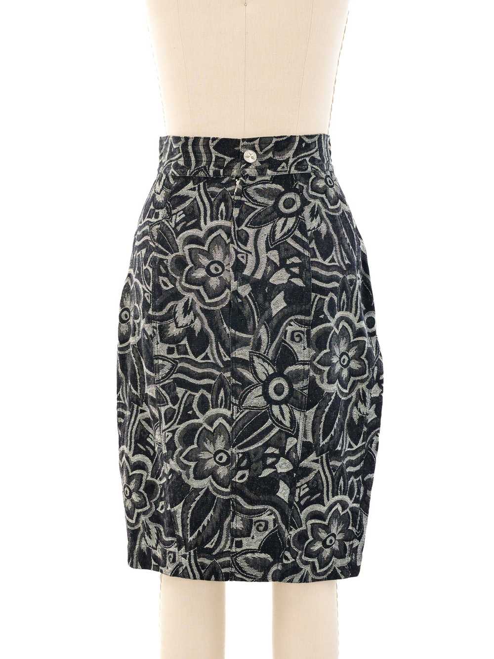 Thierry Mugler Floral Denim Skirt - image 4