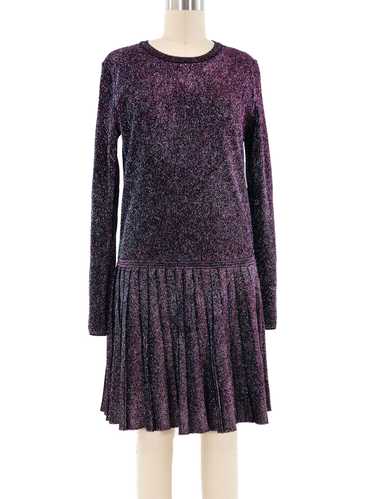 Chanel Metallic Knit Pleated Dress