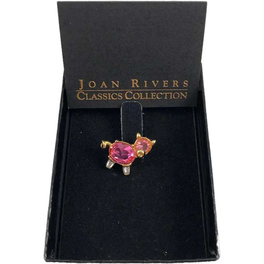 Joan Rivers Gold Pink Crystal Pig Pin - image 1