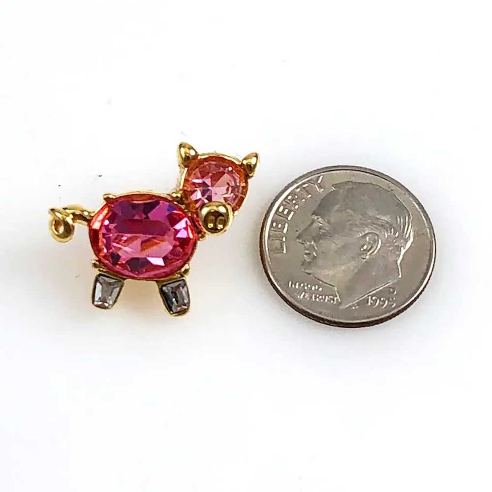 Joan Rivers Gold Pink Crystal Pig Pin - image 3