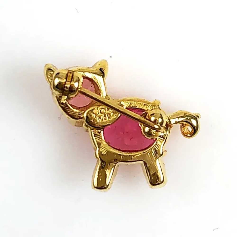 Joan Rivers Gold Pink Crystal Pig Pin - image 5