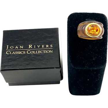 Joan Rivers Gold Topaz Lucite Ring Size 7.5 NIB