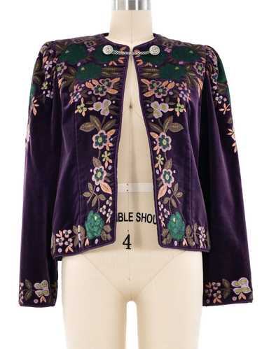 Oscar de la Renta Floral Embroidered Jacket