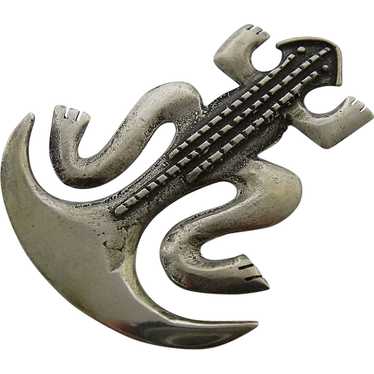 Big 900 Silver Double Tailed Lizard Pin Colombian - image 1