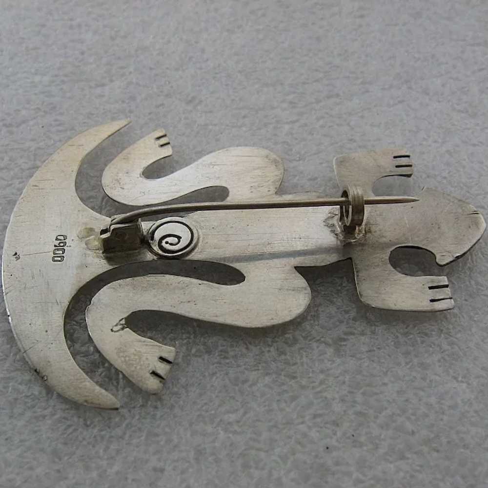 Big 900 Silver Double Tailed Lizard Pin Colombian - image 3