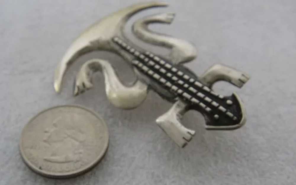 Big 900 Silver Double Tailed Lizard Pin Colombian - image 5