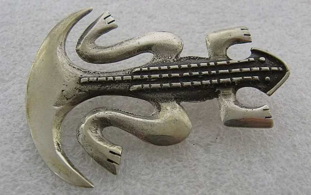 Big 900 Silver Double Tailed Lizard Pin Colombian - image 7