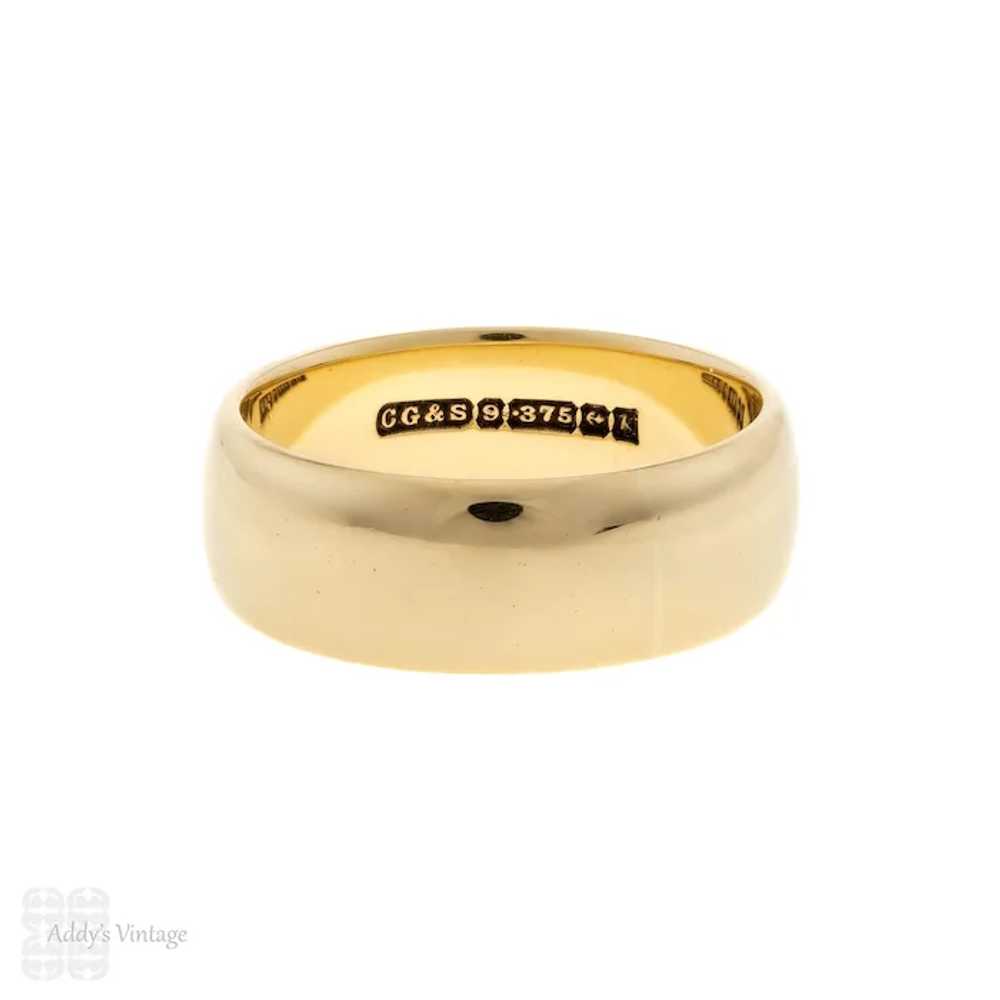 Vintage Men's Wide 9ct Yellow Gold Wedding Ring, … - image 3