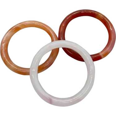 Three Peking glass bangle bracelets, pink, orange… - image 1