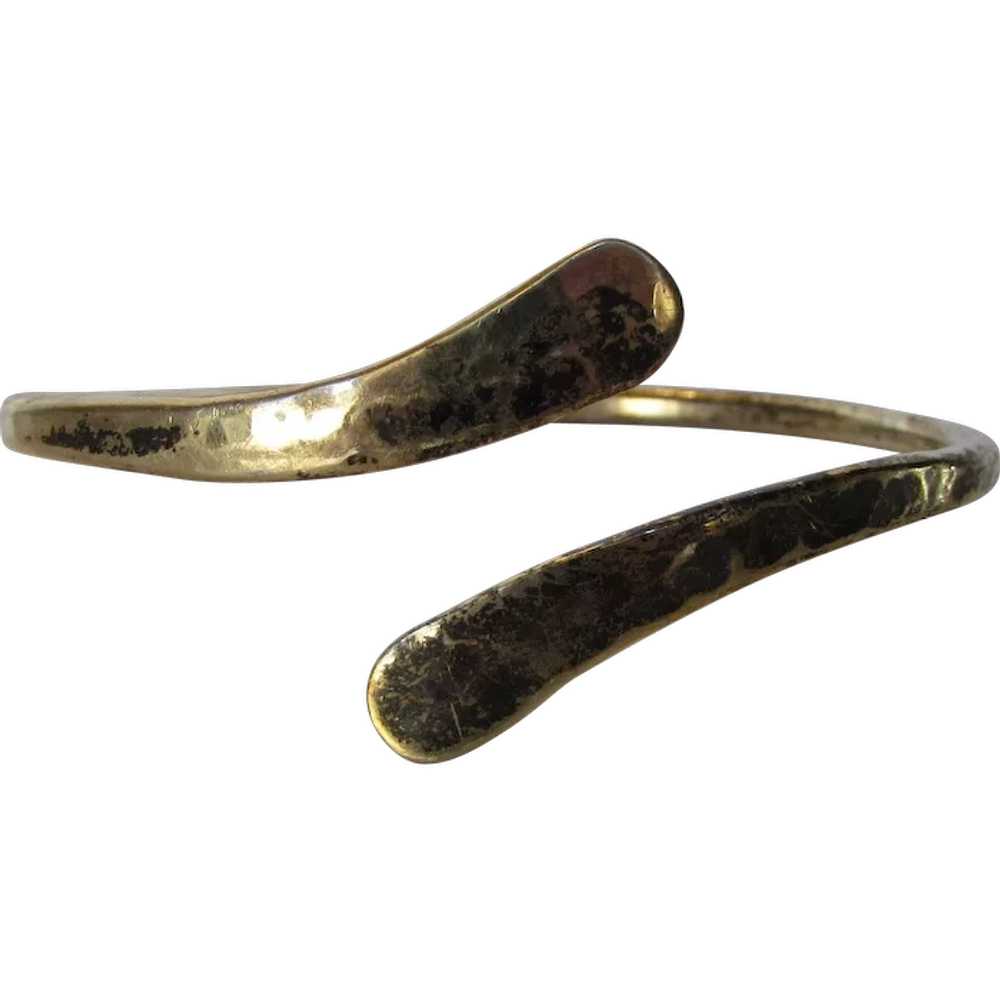 Sterling Silver Hammered and Oxidized Rigid Brace… - image 1