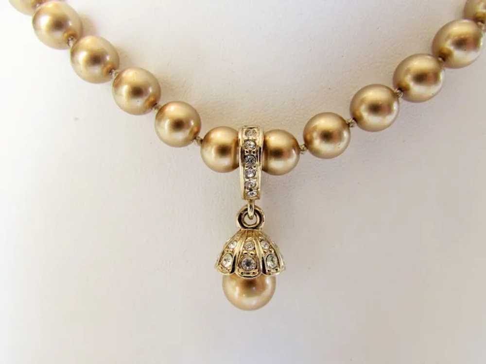 Vintage Carolee Faux Golden Pearl Necklace and Ma… - image 3