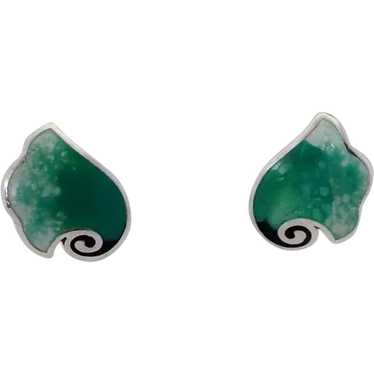 G. Laffi Green Enamel Sterling Earrings - image 1