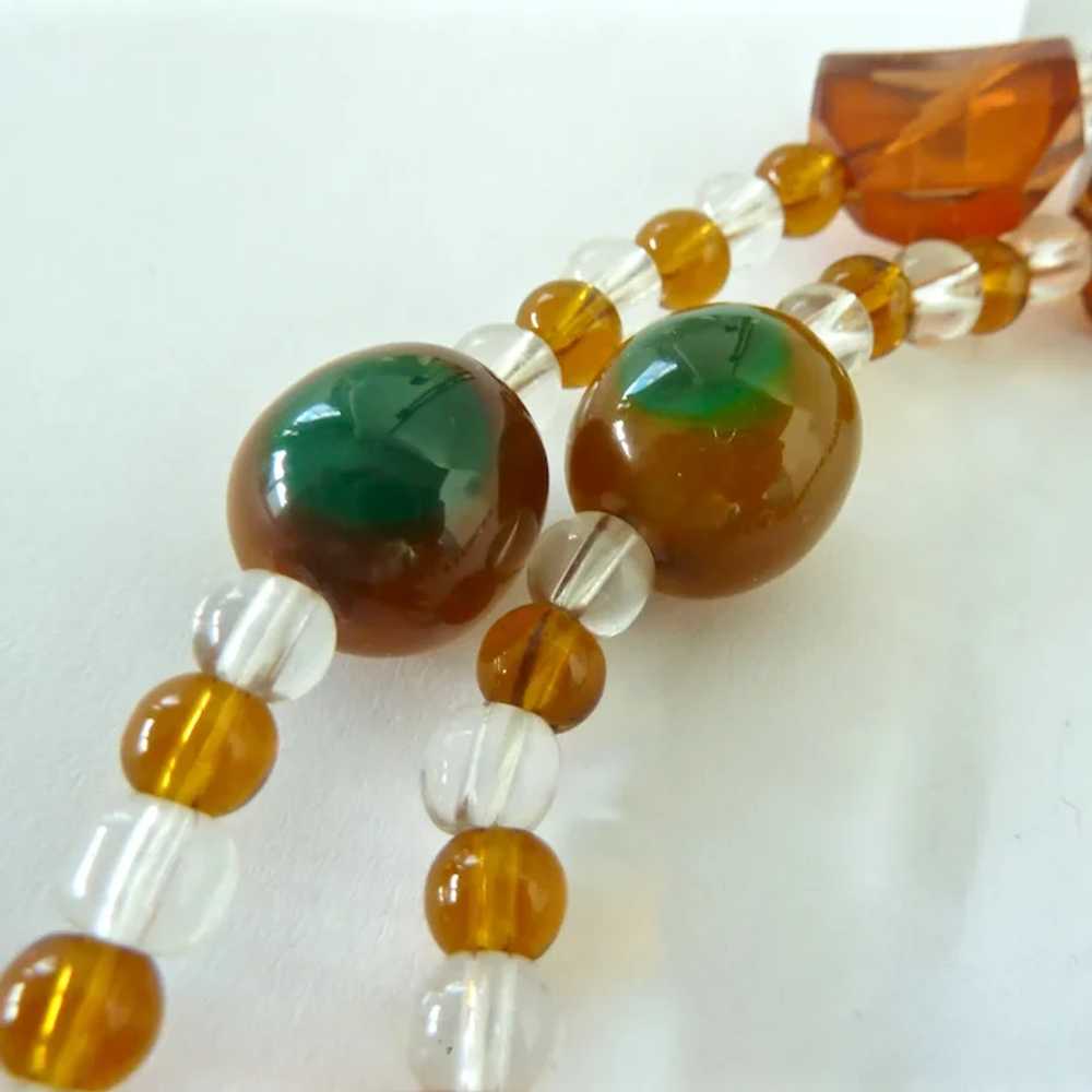 Amber Color Clear Glass and Jasper Bead Necklace … - image 4