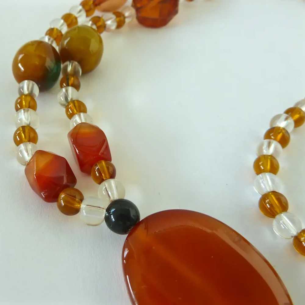 Amber Color Clear Glass and Jasper Bead Necklace … - image 5