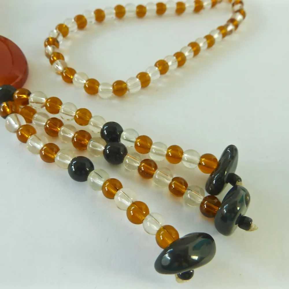 Amber Color Clear Glass and Jasper Bead Necklace … - image 6