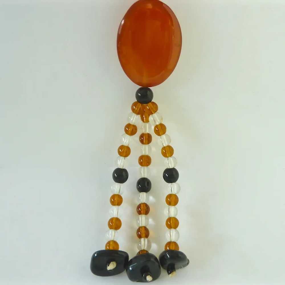 Amber Color Clear Glass and Jasper Bead Necklace … - image 7