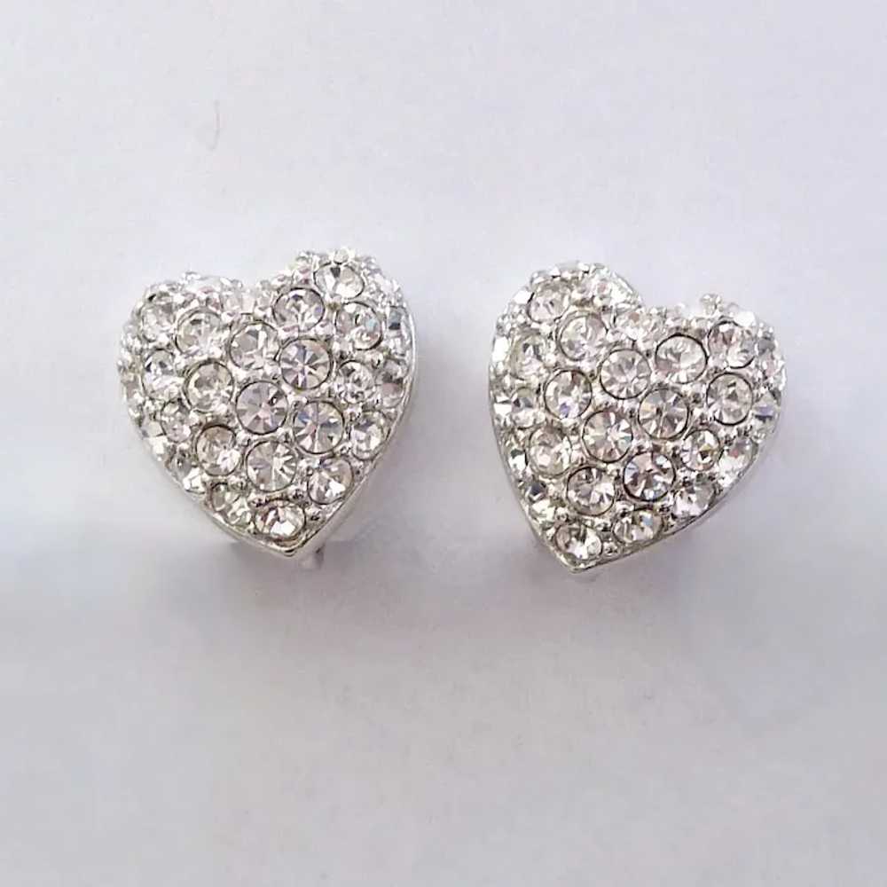 Swarovski Clear Crystal Heart Clip Earrings Swan … - image 2