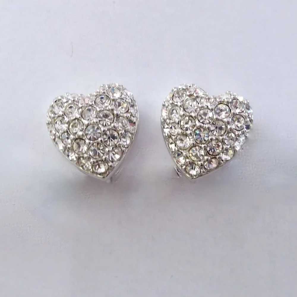 Swarovski Clear Crystal Heart Clip Earrings Swan … - image 3