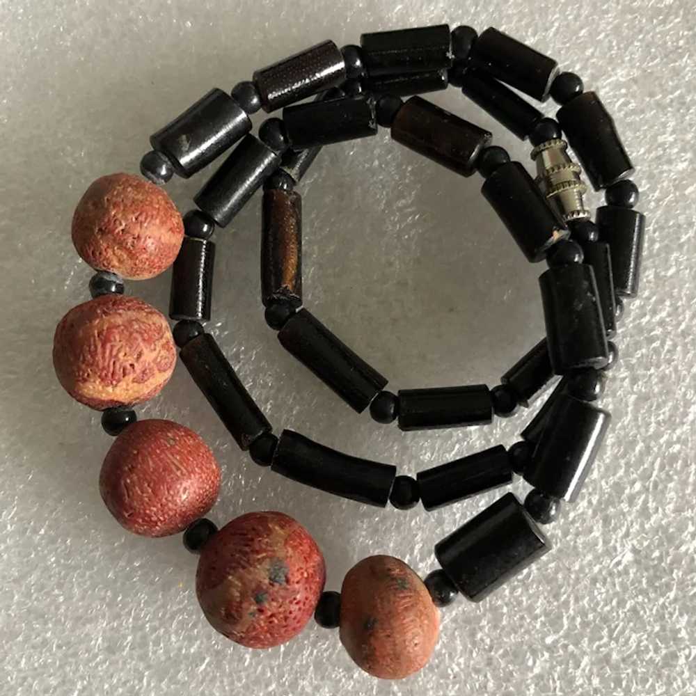 Vintage Natural Black Coral with Red Apple Coral … - image 2