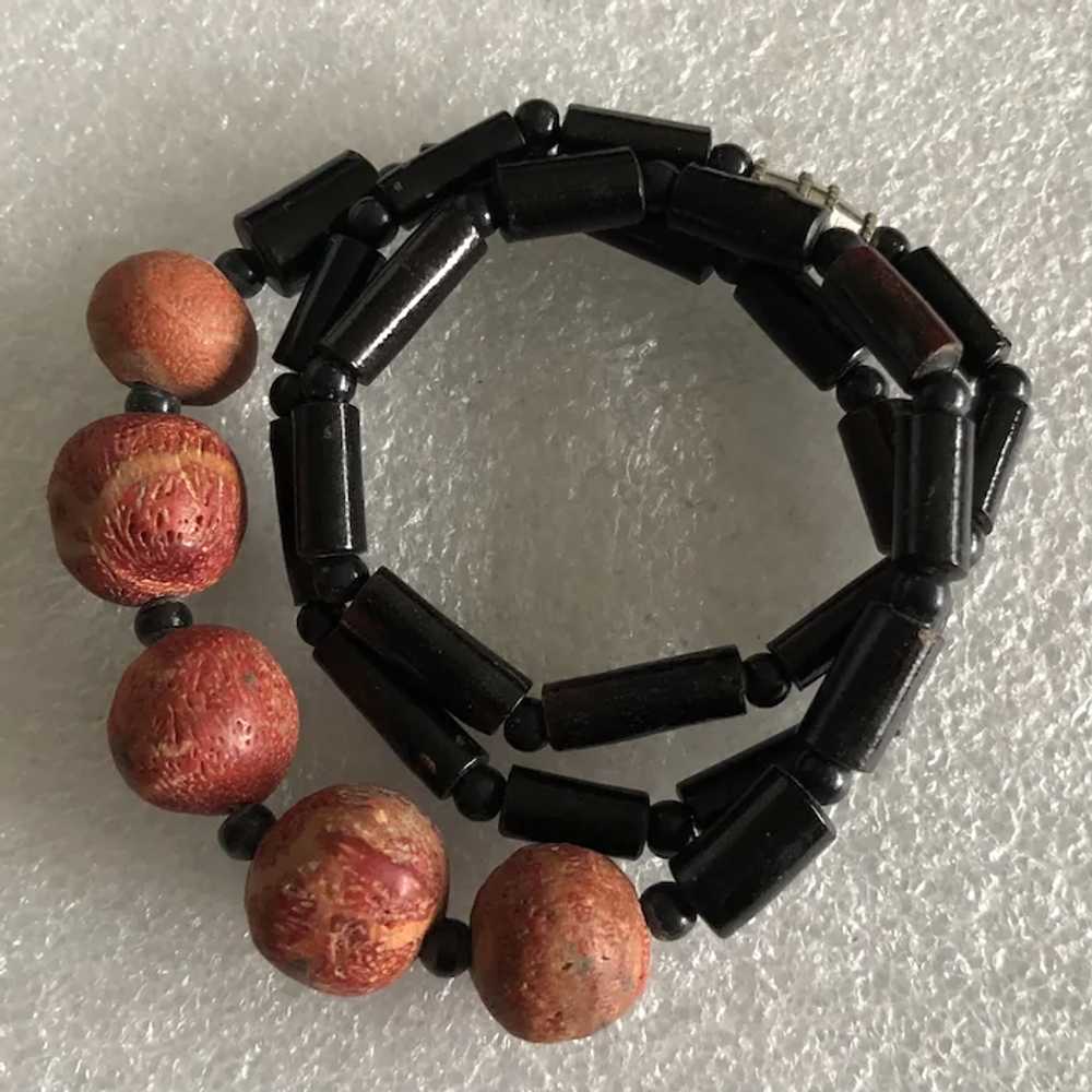 Vintage Natural Black Coral with Red Apple Coral … - image 3