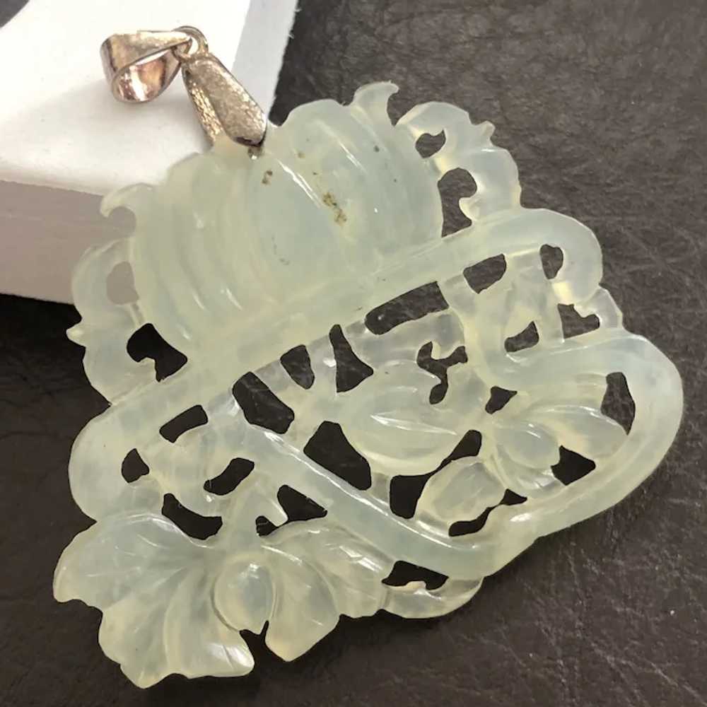 Vintage Chinese Natural Pale Green Jade Double Si… - image 9