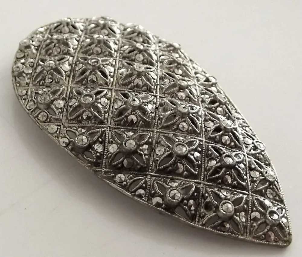 Large and Beautiful Marcasite Dress Clip - image 2